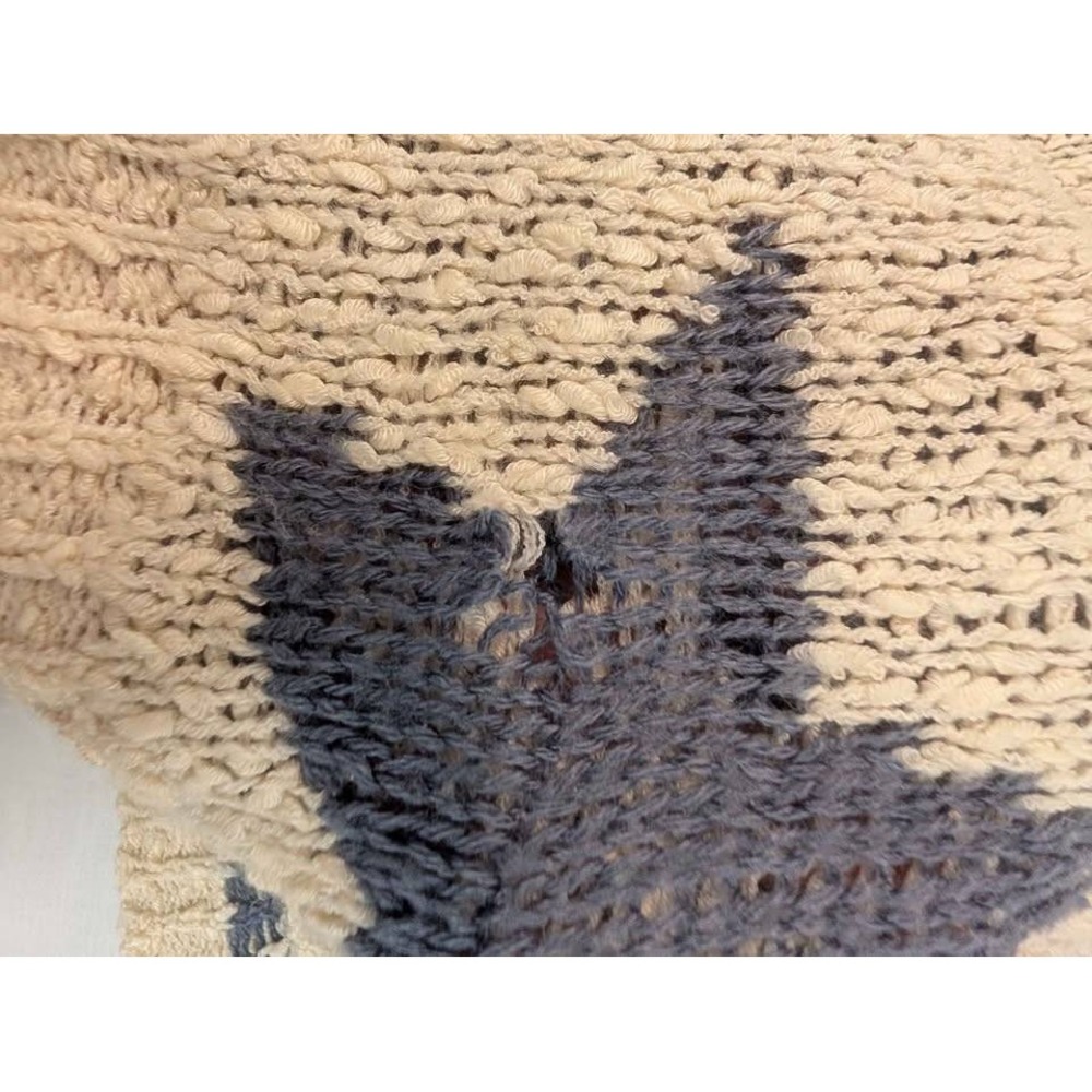 Newbury Kustom Star Sweater XS Cream Blue Knit Hole see pics - Picture 6 of 7